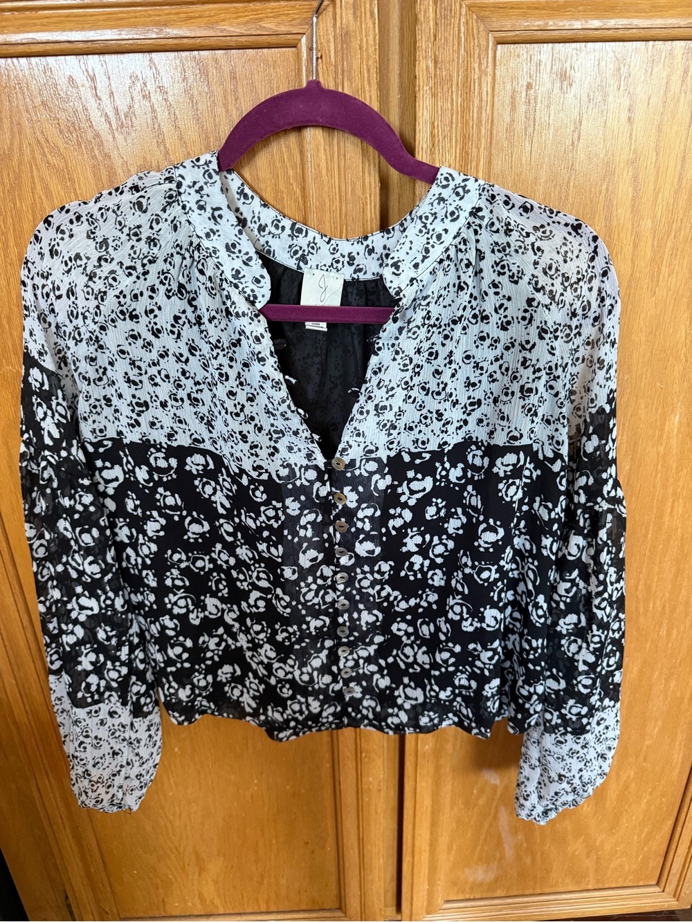 Joie Black & White Floral Button-Front Women's Top size small